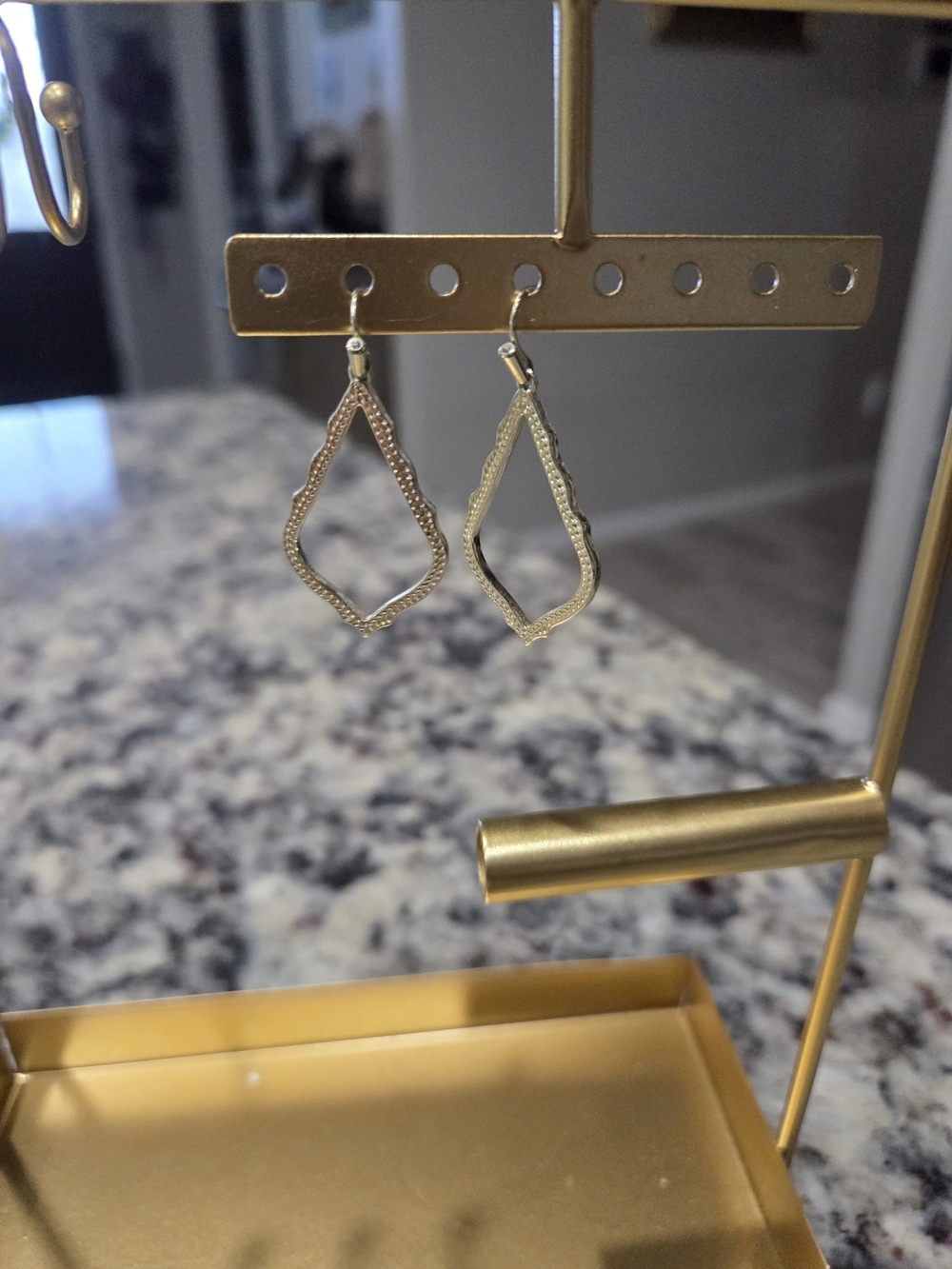 Textured Teardrop Dangle Earrings in Metallic Silver